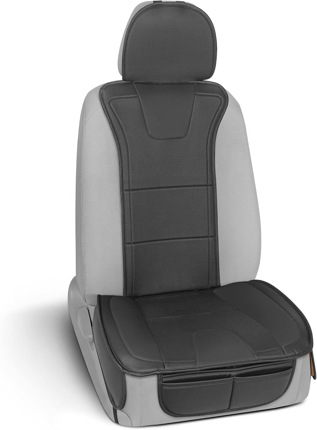 Motor Trend DuraLuxe Faux Solid Gray Leather Car Seat Cover, 1 Piece &ndash; Premium Car Seat Cushion for Front Seat