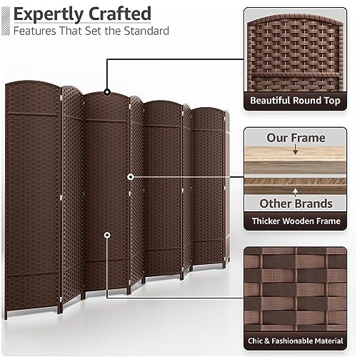 Sorbus 8-Panel Black Room Divider with Double Hinged Panels, 6 ft Tall Folding Privacy Screen