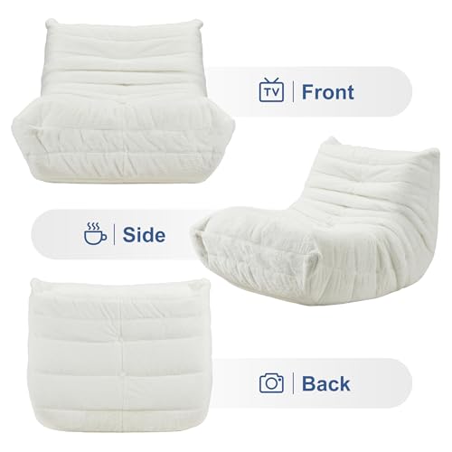 Bean Bag Chairs for Adults Giant Bean Bag Chair Memory Foam BeanBag Chair Big Bean Bag Sofa with Filler Faux Fur Fireside Beanbags Lazy Sofa for