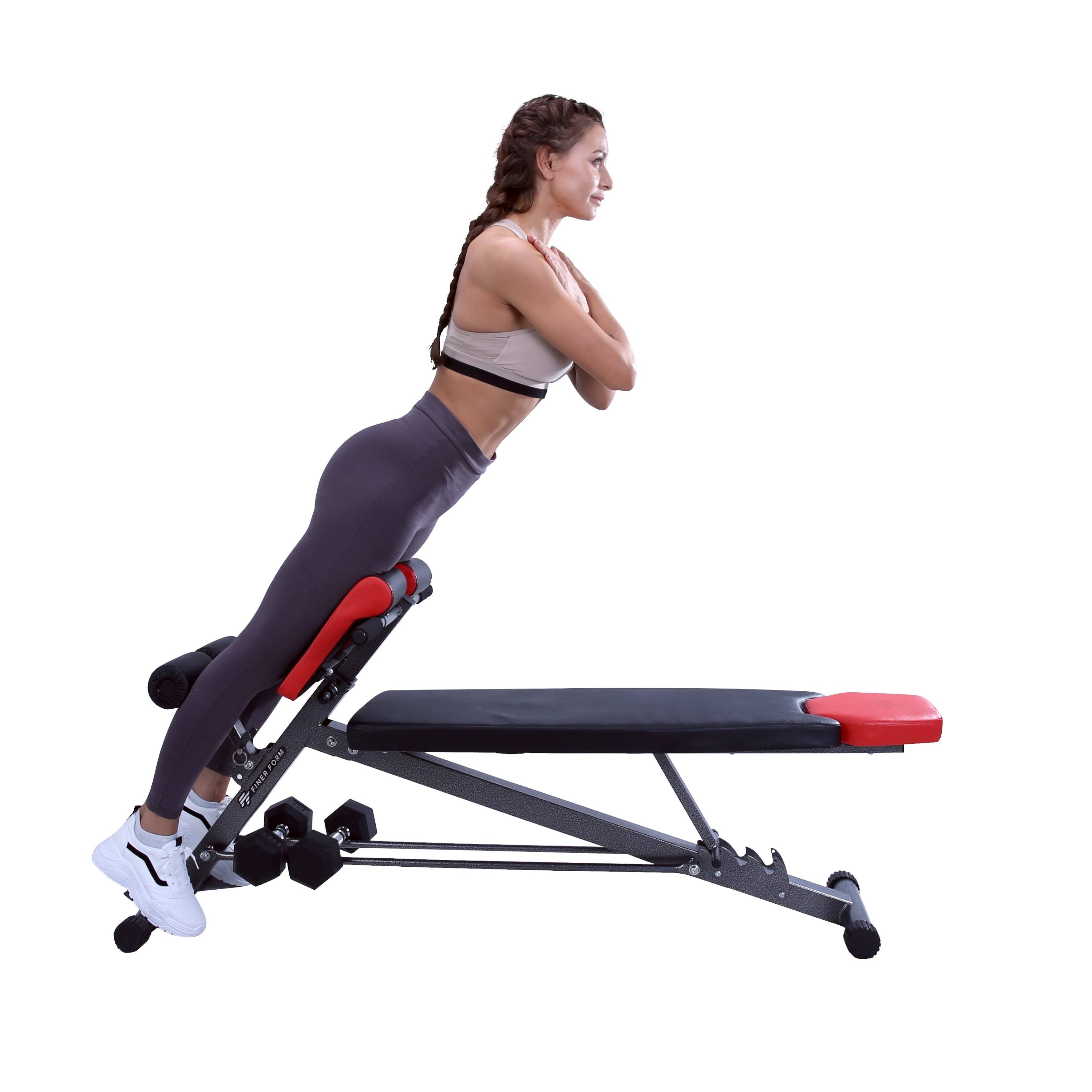 Finer Form Multi-functional Bench for Full All-in-One Body Workout – Hyper Back Extension, Roman Chair, Adjustable AB Sit Up Ben