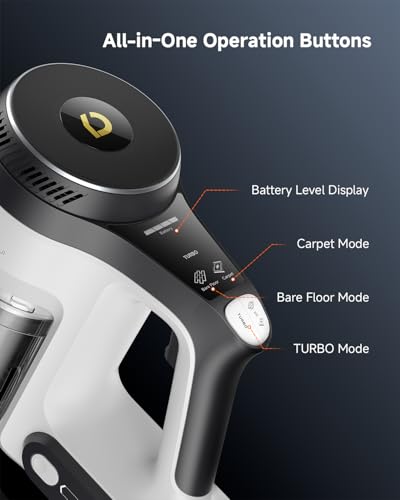 YONNDER Cordless Vacuum Cleaner, 48KPA/550W/60Mins Powerful Stick Vacuum for Home, Anti-Tangle, Self-Standing, Lightweight, Charging Dock