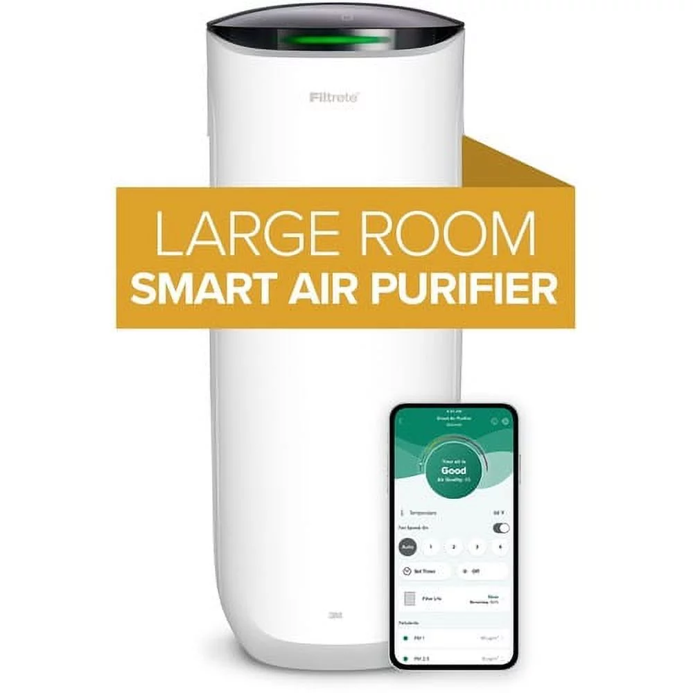 Filtrete Smart Room Air Purifier FAP-ST02, Large Room, White True HEPA - 310 Sq. ft. - White