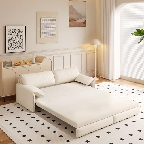 70.1" Futon Sofa Bed Queen Size, Pull Out Bed, 3-in-1 Convertible Sleeper Sofa with 2 Soft Pillows, Modern Velvet Futon Couch for Living Room