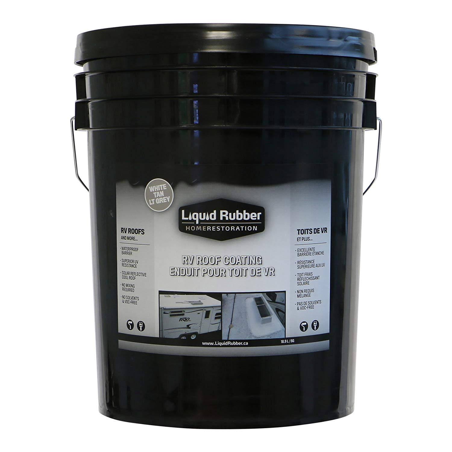 Liquid Rubber RV Roof Coating - Solar Reflective Sealant - Waterproof - Easy to Apply - Brilliant White, 5 Gallon