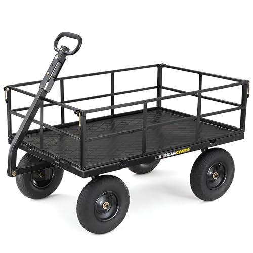 Gorilla Carts Steel Utility Wagon w/ Removable Side Panels, 1000 lb Capacity, Gray