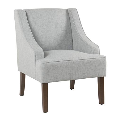 HomePop Velvet Swoop Arm Accent Chair, Suri Blue