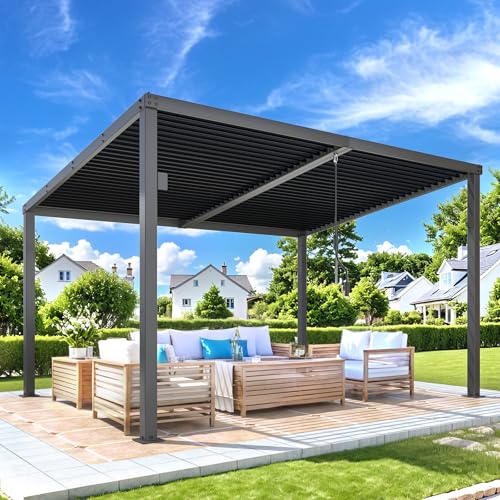 AECOJOY 10&rsquo; x 10&rsquo; Gazebo, Wall Mounted Gazebos Pergola on Clearance, Outdoor Patio Lean to Gazebo Awnings for Deck, Porch