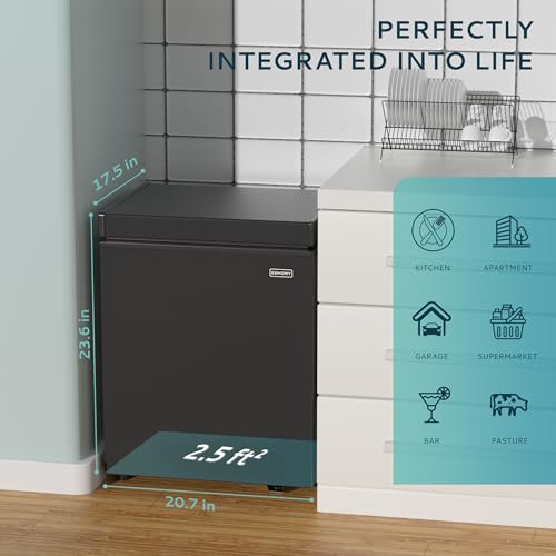 EUHOMY 3.5 Cu.Ft Chest Freezer with Removable Basket, Small Deep Freezer Adjustable 7 Thermostat, Quiet Mini Freezer Free-Standing Top Door