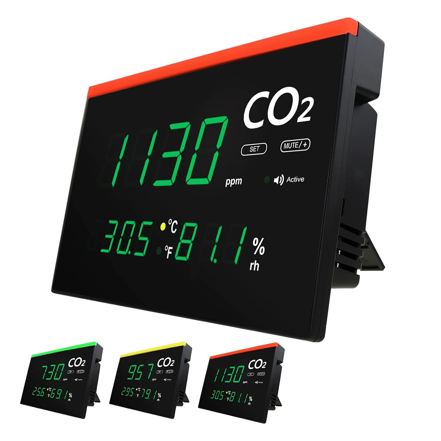 Wall Mount/Desktop Large LED Screen IAQ Monitor Real-time CO2 Detector, Carbon Dioxide