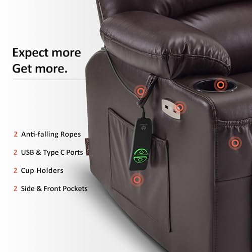 MCombo Oversized Power Lift Recliner Chair for Elderly, Lift Chair with Heat and Massage, Lift Recliner for Big and Tall, Cup Holders