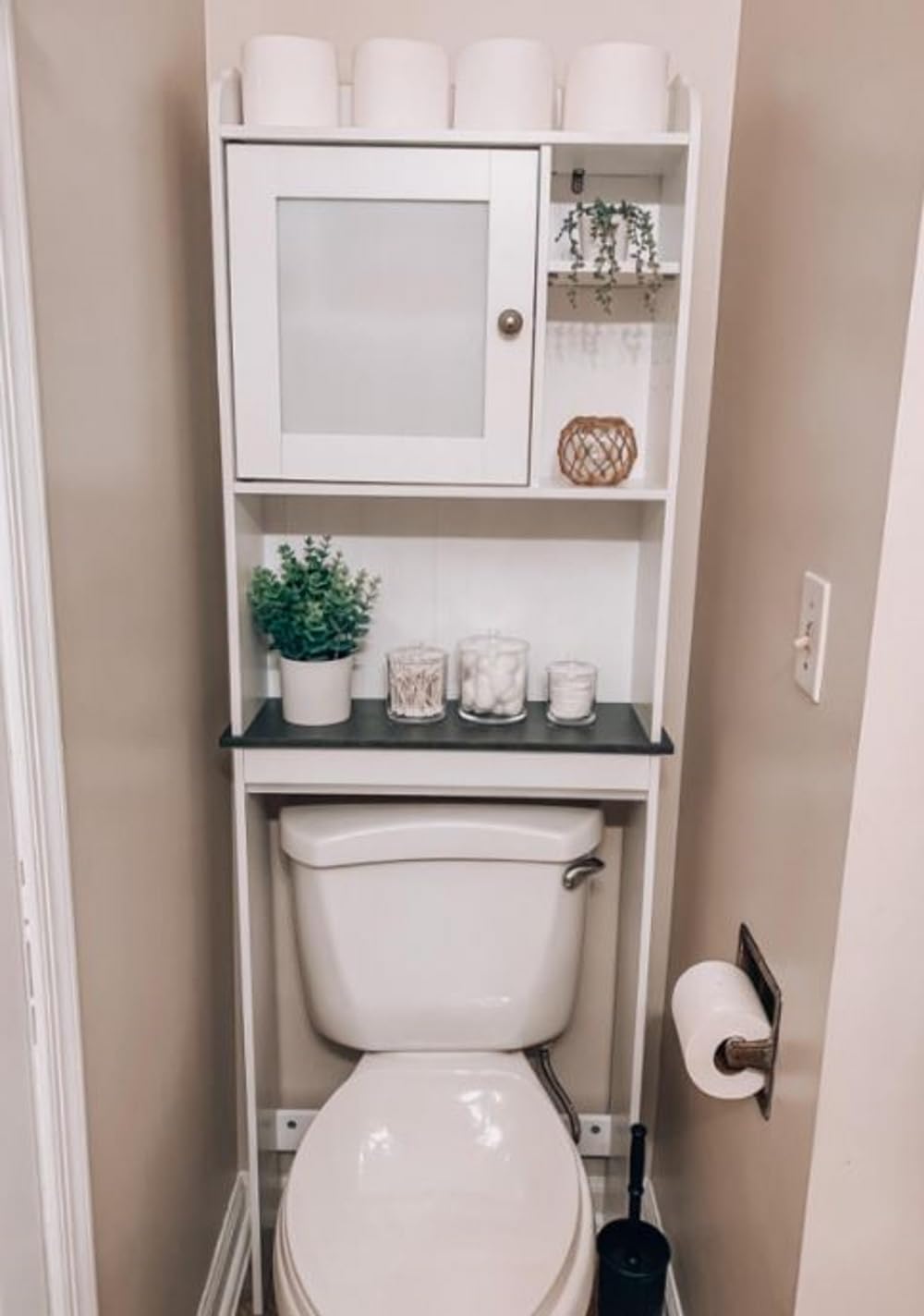 Over Toilet Storage Cabinet Tall Shelving Unit Bathroom Organizer Rustic Free-Standing Space Saver & eBook by OISTRIA