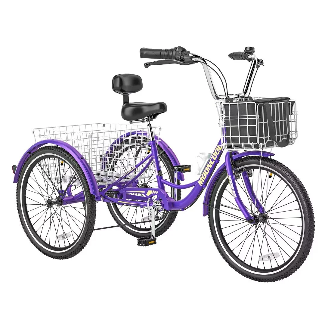 Docred Adult Tricycle 7 Speed 24 Inch Three Wheel Bike Cruiser Trike for Men/Women/Seniors