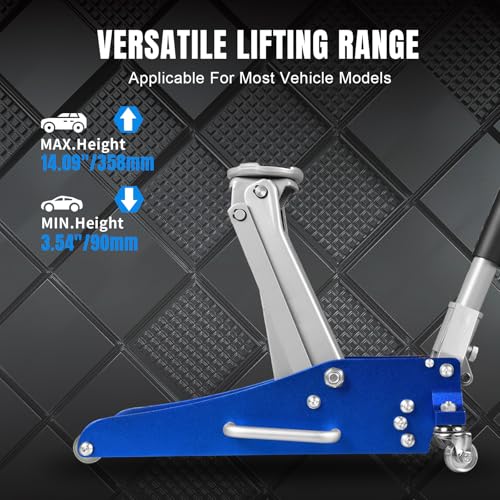 BIG RED T815016L Torin Hydraulic Low Profile Aluminum and Steel Racing Floor Jack with Dual Piston Quick Lift Pump, 1.5 Ton (3,000 lb) Capacity, Blue