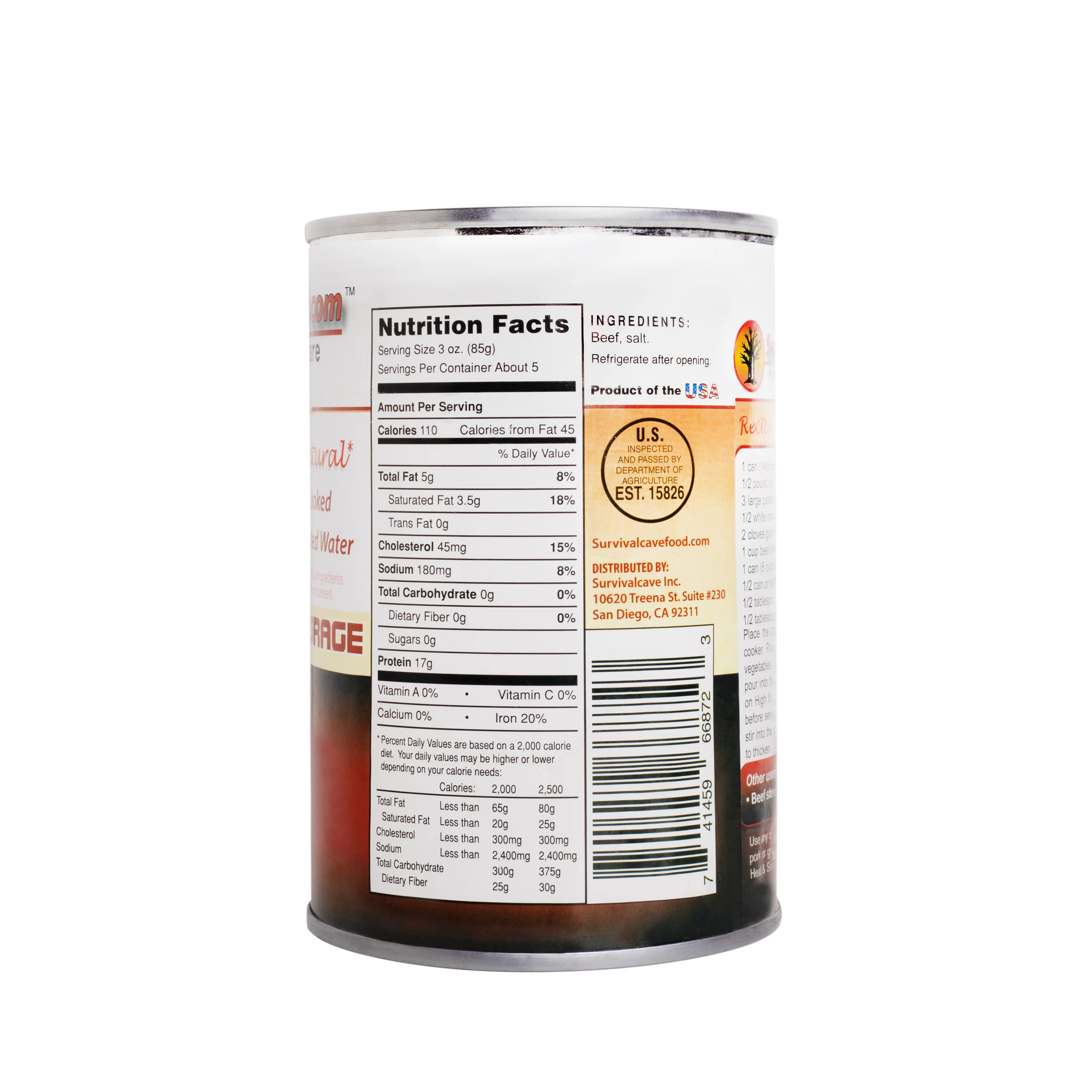 Survival Cave Food - Canned Beef 14.5 oz- 12 cans