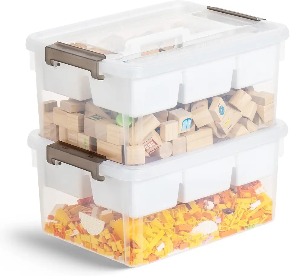 Sponsored Ad - 17 Qt Plastic Storage Bins with Lids, Craft Organizers and Storage, Lego Storage Box, Clear Containers for Organizing, Playdoh