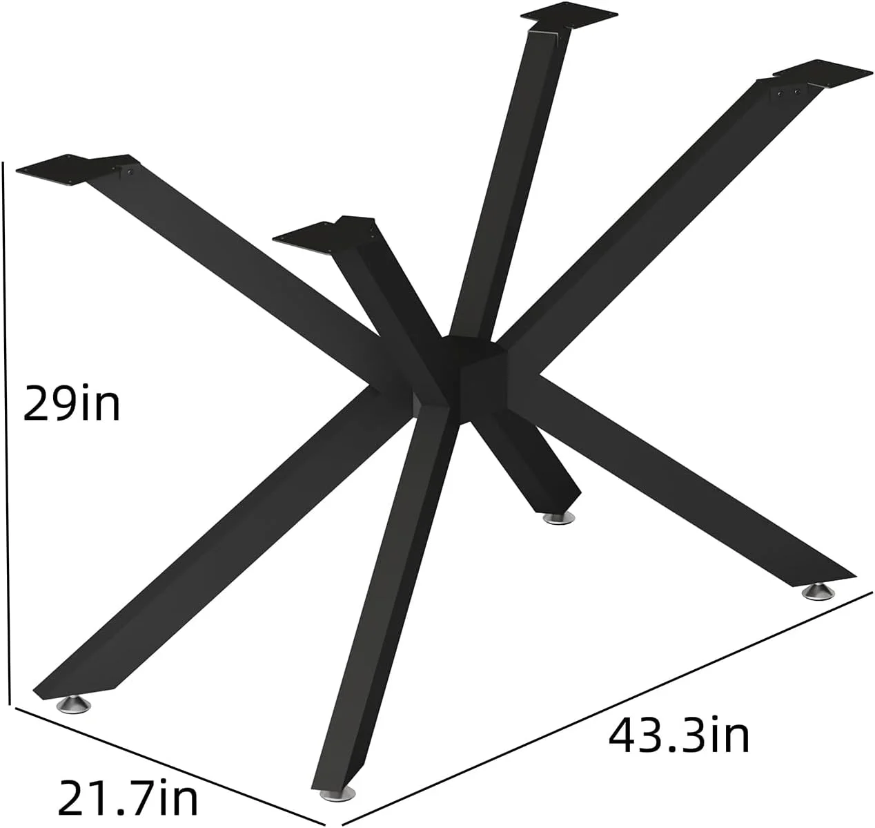 Modern Table Base Black 28" Metal Dining Table Legs with Suction Cups, Desk Base for Marble,Glass,Wood Top, Furniture Legs for Coffee Table