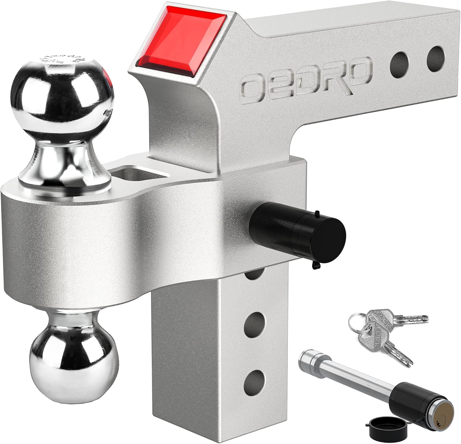 OEDRO Adjustable Trailer Hitch Ball Mount Fits 2-Inch Receiver, 8-Inch Drop/Rise w/Forged Aluminum Shank