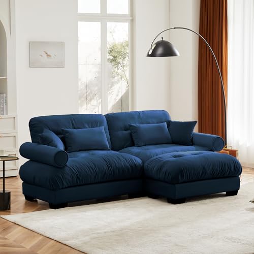 130" Modular Sectional Sofa,Velvet Upholstered Couches for Living Room,3 Seater Green Sofa Couch with Movable Ottoman
