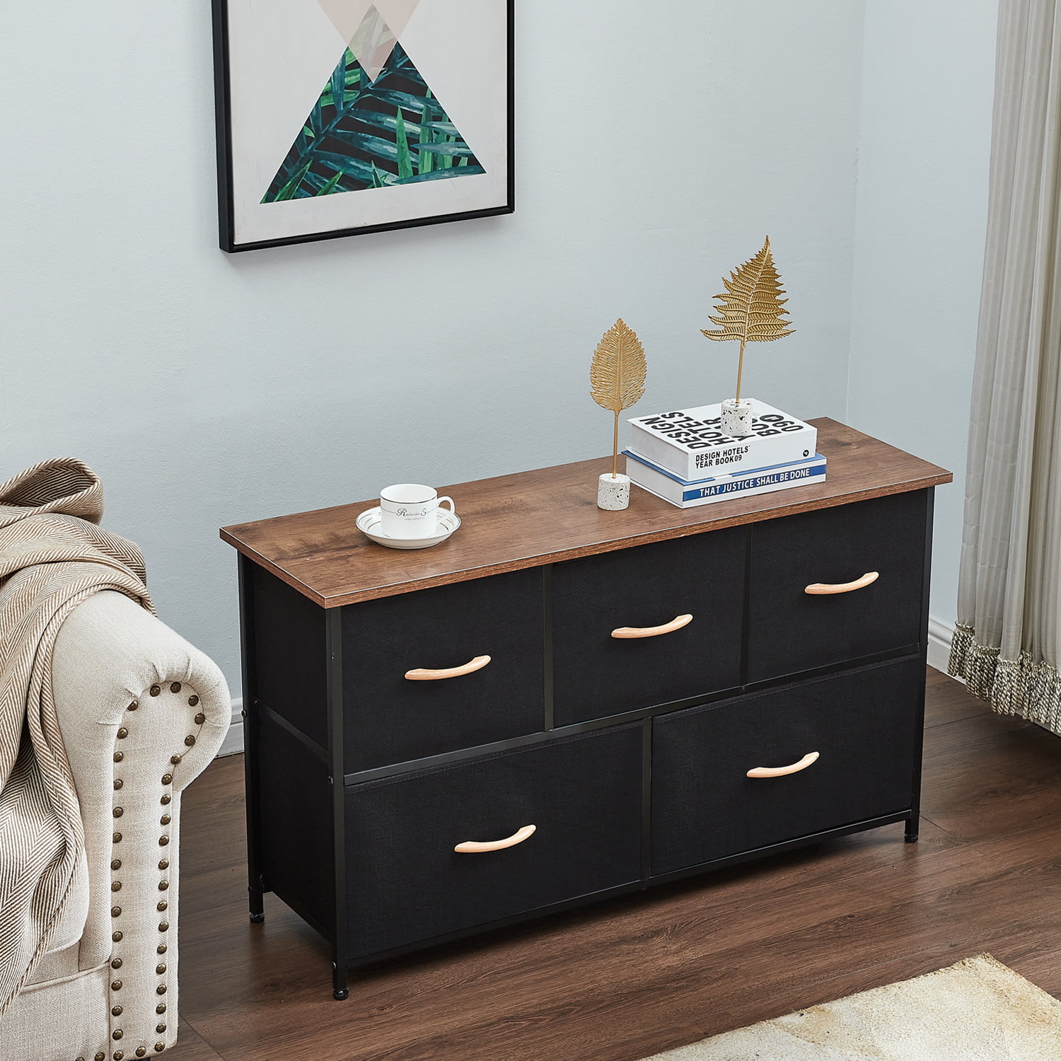 Dresser Storage Organizer, 5 Drawer Dresser Tower Unit for Bedroom Hallway Entryway Closets