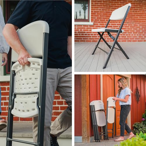 Lifetime Folding Chairs, Heavy Duty Foldable Chair Contoured for Comfort, 4-Pack