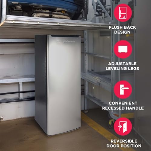 Frigidaire Upright Freezer, 6.5 cu. ft., Deep Freeze, Vinyl Coated Metal with Wire Shelving, Compact for Kitchen, RV, Dorm, Cabin, and Trailer