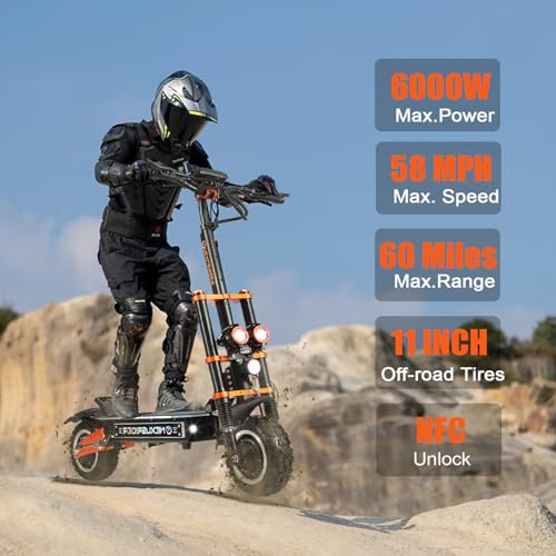 Adults Electric Scooter 6000W Dual Motor Up to 58 mph, 60 Miles Range, 60V35Ah Battery