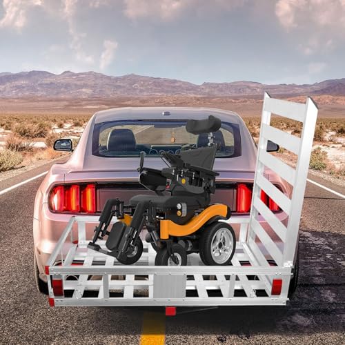 Aluminum Hitch Cargo Carrier with Ramp - 500-Lb Capacity Silver,Trailer Aluminum Cargo Basket Luggage Carrier Rack, for Cars Truck Pickup Vans
