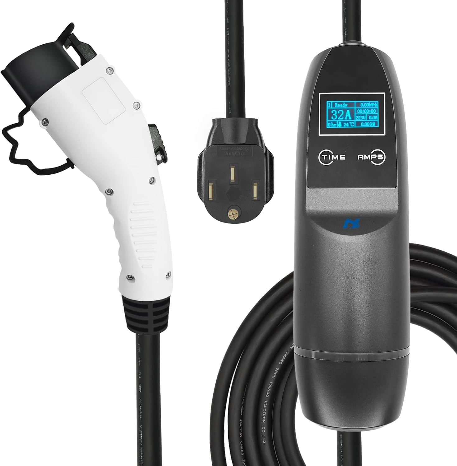K.H.O.N.S. Upgrade Style 32A Portable EV Charging Cable for Electric Car SAE J7772 Plug with LCD Display NEMA 14-50 Plug Leve 2 EV Charger