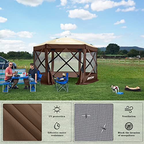 MASTERCANOPY 12x12FT Pop Up Gazebo Screen Tent - Instant Screen House with Netting, Quick Set, Outdoor Canopy Shelter with Carry Bag for Camping