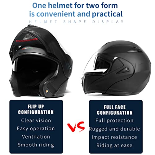 Bluetooth Full Face Motorcycle Helmet, Integrated Smart Bluetooth Modular Helmet, DOT/ECE Approved, Anti Fog Dual Visors Flip up Front Helmet