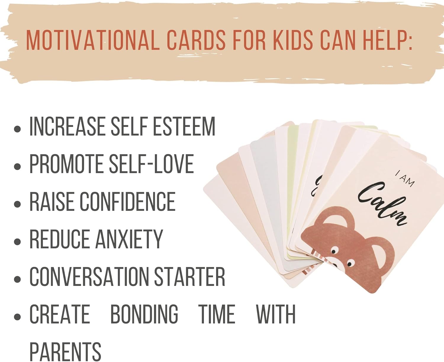 Affirmation Cards for Kids, Flash Card for Kids, Daily Affirmation Cards w/ Motivational Phrase ,Thick & Durable Motivational Cards