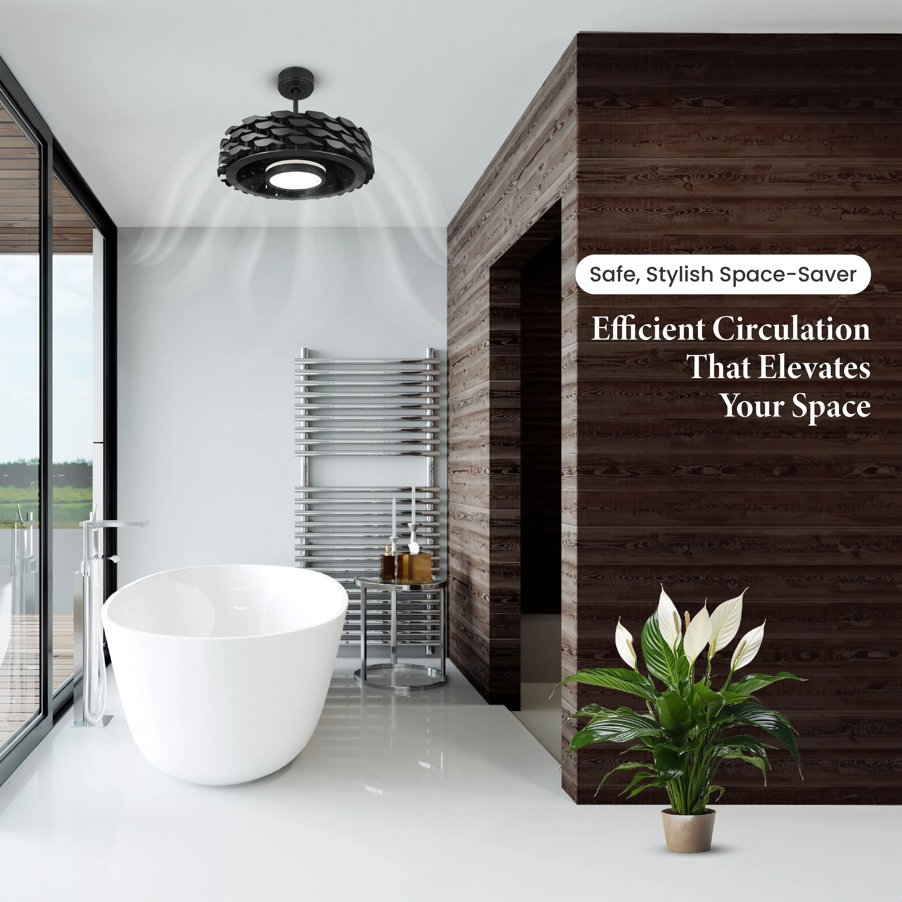 Todays Fans LUMIO Bladeless Smart Ceiling Fan, 6 Speeds with Dimmable LED Light