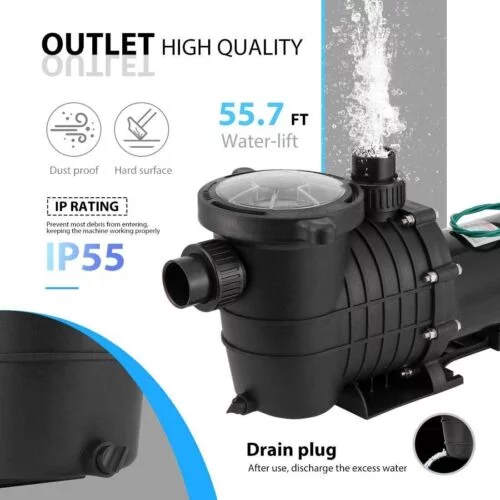 2.0HP Swimming Pool Pump Motor Hayward w/Strainer Filter In/Above Ground 7080GPH
