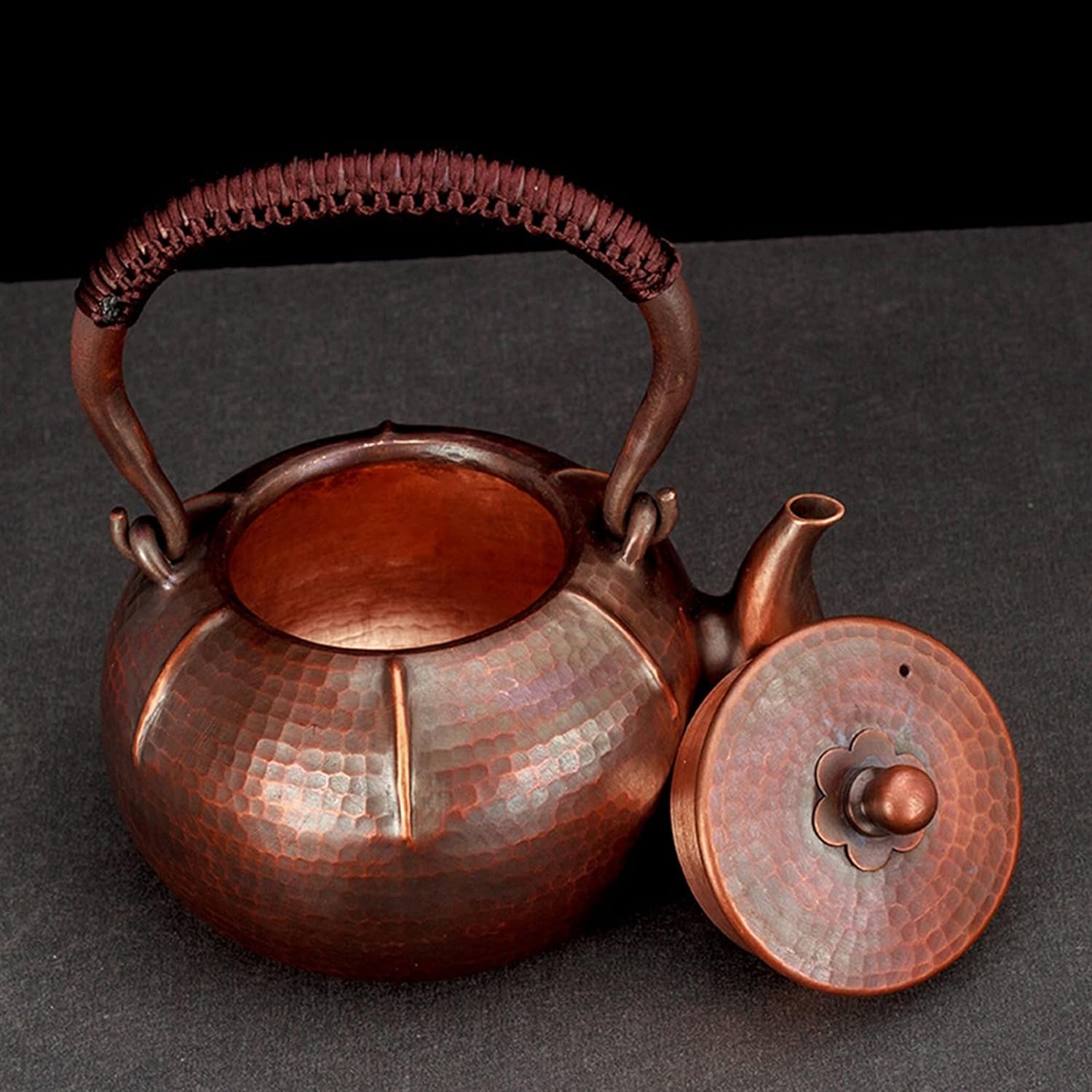 Teapot Copper Tea Kettle Uncoated Red Copper Boiling Water Tea Pot for Electric Ceramic Stove Teapot High-End Gift Tea Set 1.3L Tea Kettle