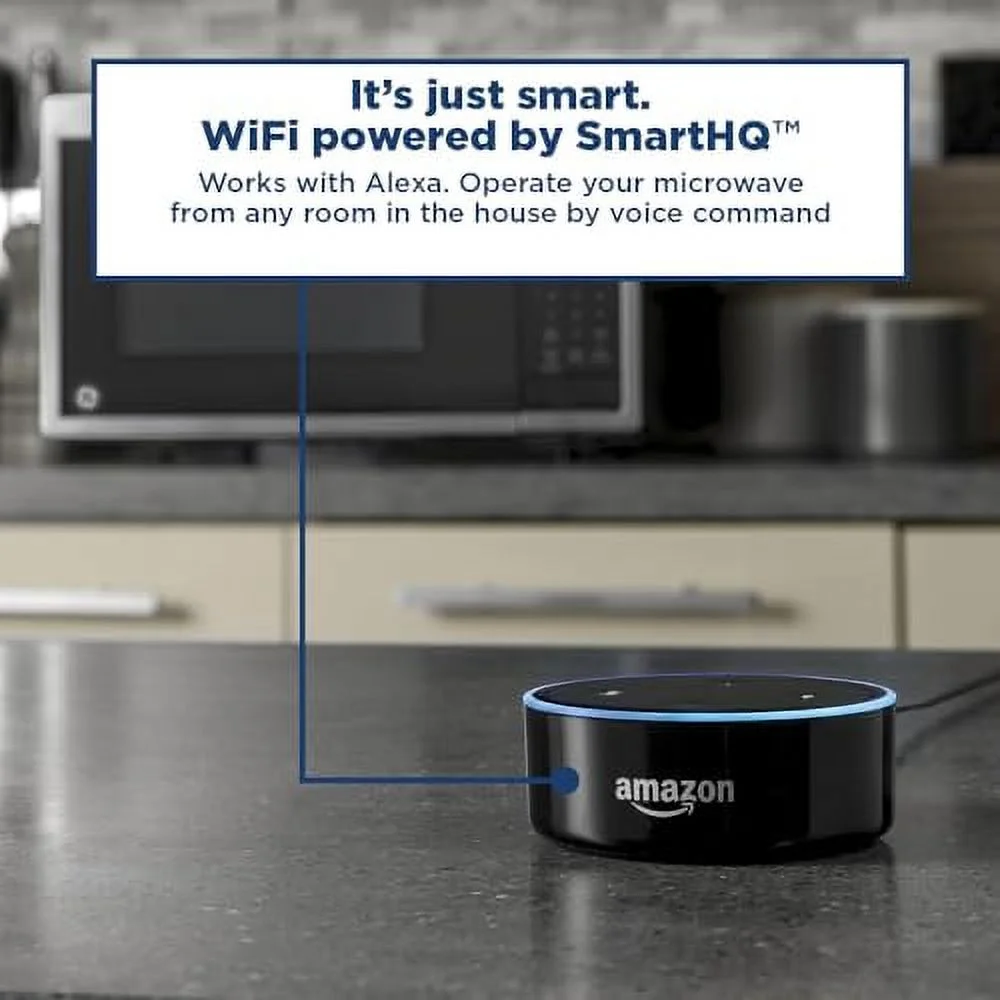 GE Smart Countertop Microwave Oven | Complete with Scan-to-Cook Technology and Wifi-Connectivity | 0.9 Cubic Feet Capacity