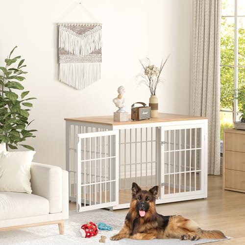 48 Inch Heavy Duty Dog Crate Furniture for Large Dogs, Decorative Pet House End Table, Extra Large Wooden Cage Kennel Furniture Indoor