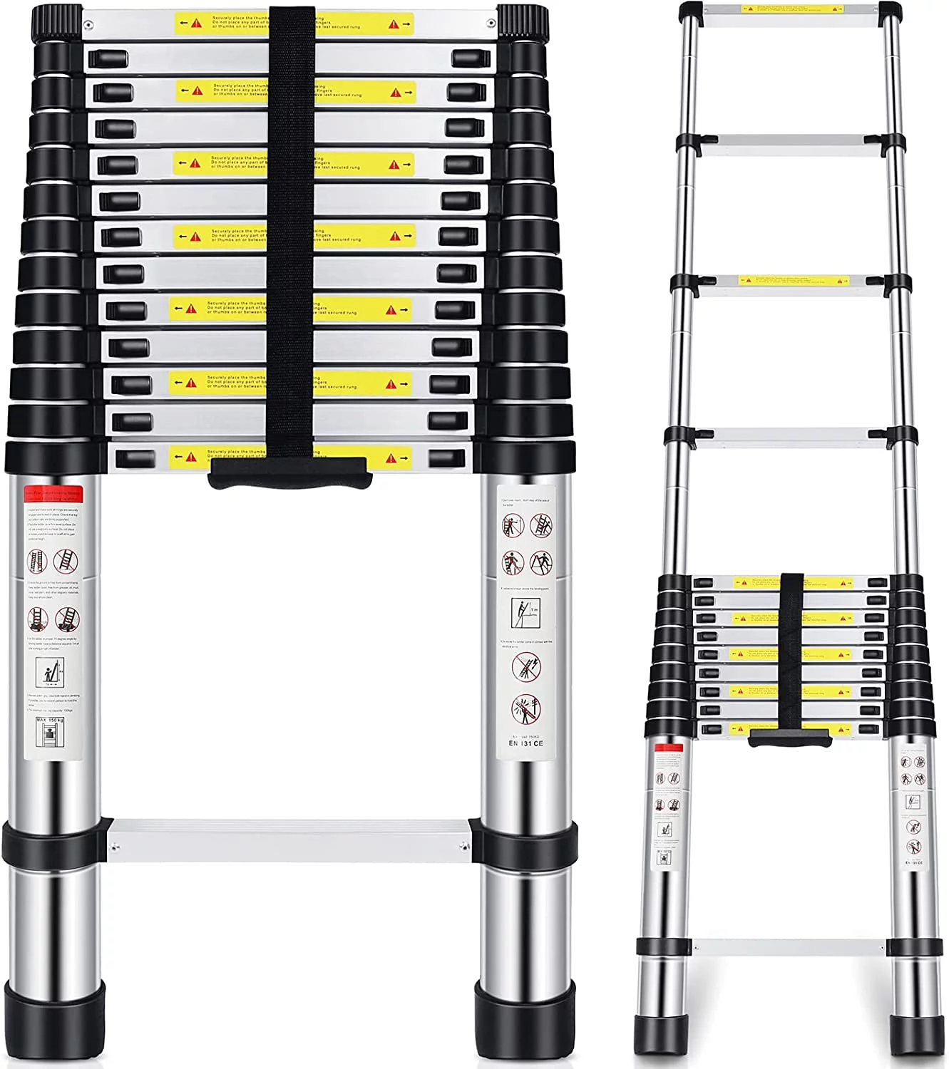 Telescoping Ladder, 16.5FT Telescopic Extension Ladder, Aluminum Alloy Folding Ladder Portable Multi-Purpose for Indoor Outdoor Work