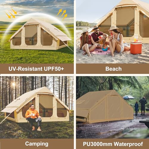 Inflatable Tents for Camping, Blow Up Tent with Hand Pump, Easy Setup Inflatable Hot Tent with Stove Jack
