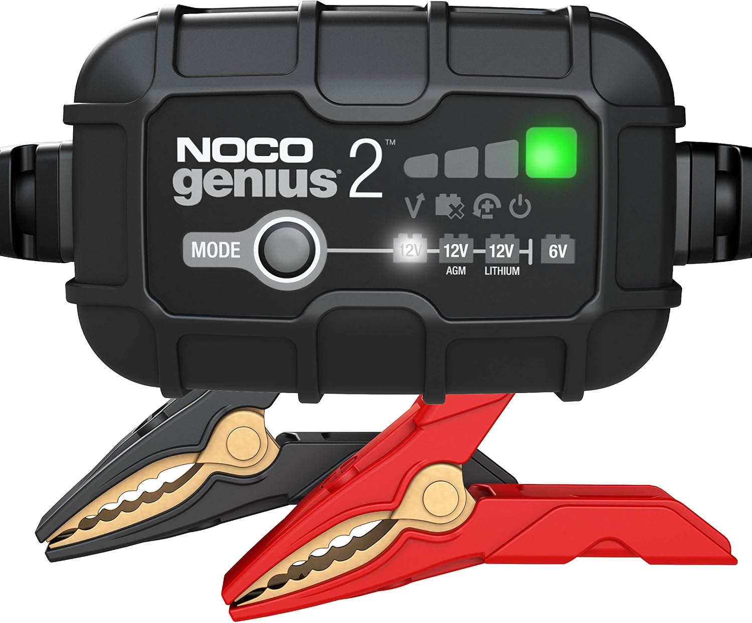 NOCO GENIUS2, 2-Amp Fully-Automatic Smart Charger, 6V and 12V Portable Battery Charger, Battery Maintainer, Trickle Charger