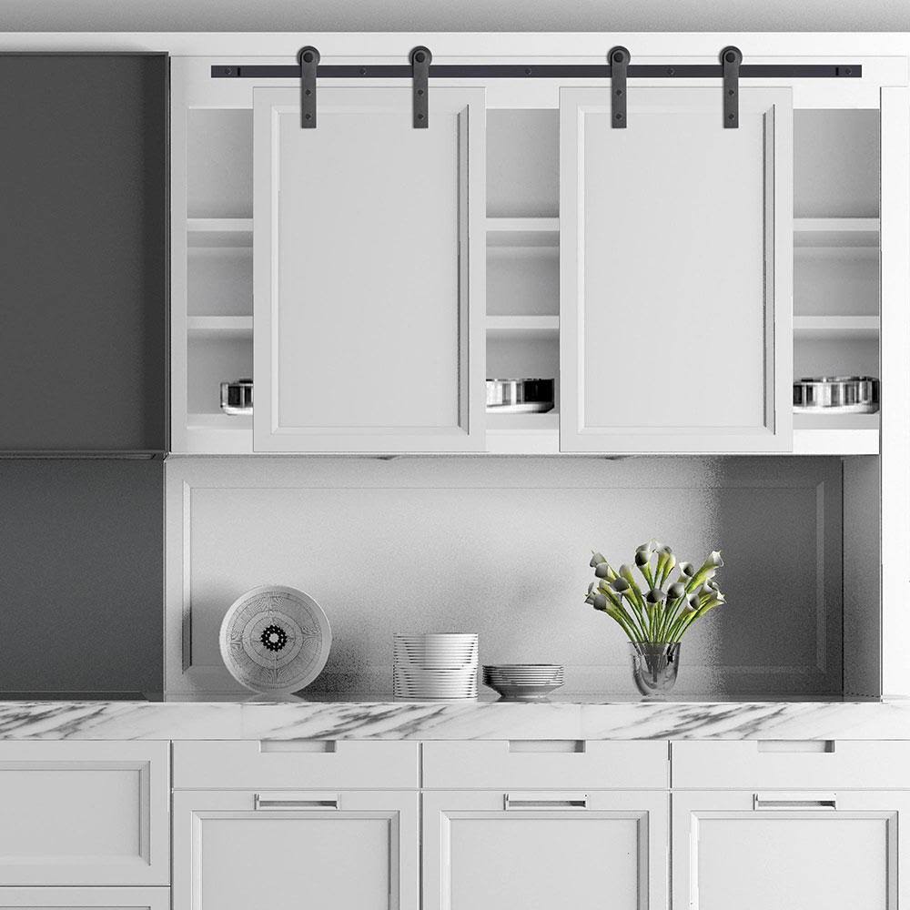 5 ft. Mini Sliding Double Barn Door Hardware Roller Track Kit Cabinet Closet