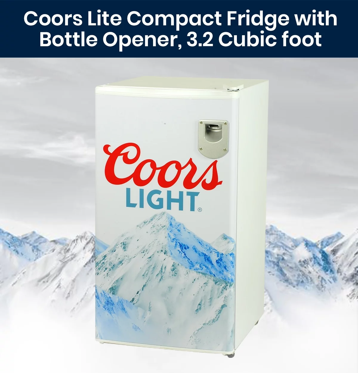 Coors Light Compact Fridge with Bottle Opener, 90 L/ 95 Quart 3.2 Cubic Foot for Snacks, Beverages, Juice, Beer, Den, Dorm, Office, Games Room, or RV
