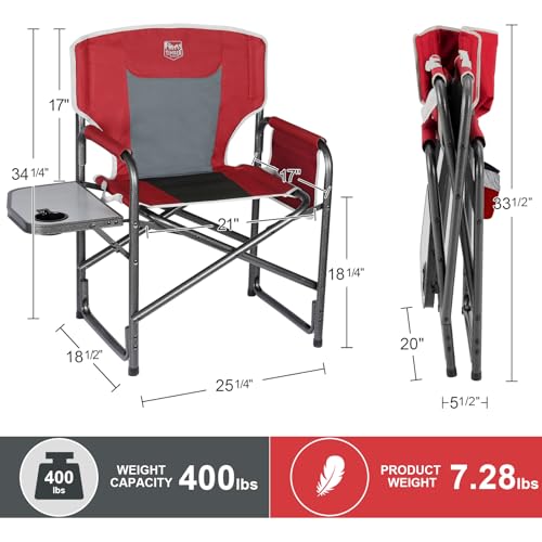 TIMBER RIDGE Folding Rocking Camping Chair, 400lbs Capacity Portable Oversized Outdoor Rocker with Hard Armrests, Cup Holder & Side Pocket