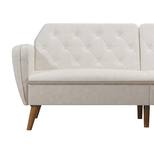 Novogratz Tallulah Memory Foam Futon, Convertible Couch, Camel Faux Leather