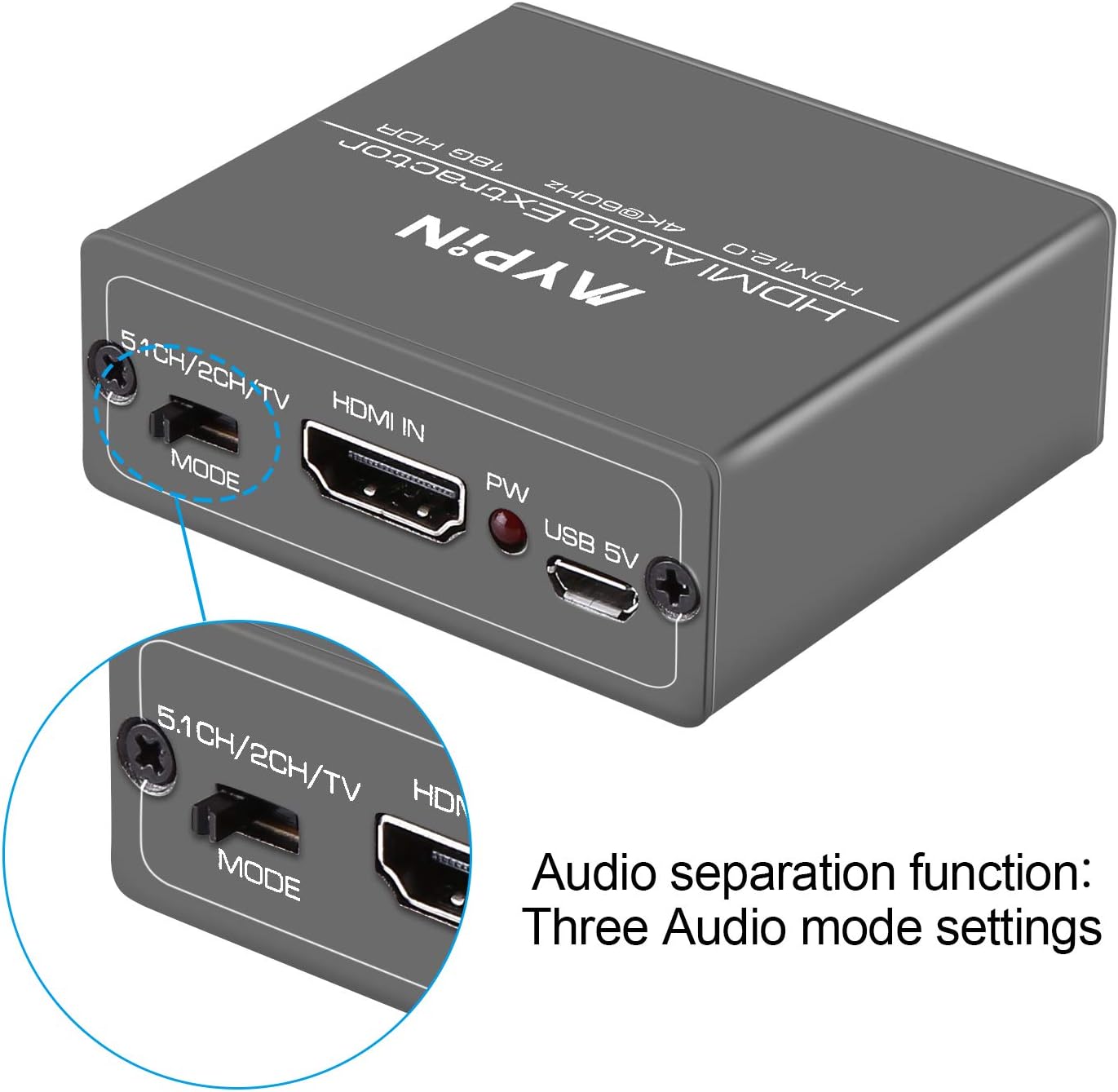 4K@60Hz HDMI Video Audio Extractor Splitter