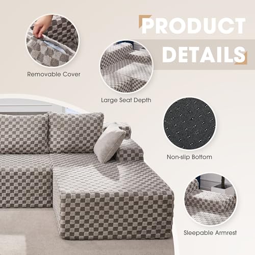 Modular Sectional Sofa Couches L-Shape Couch 3 Seat Modular Sofa Memory Foam Sectional Couches for Living Room