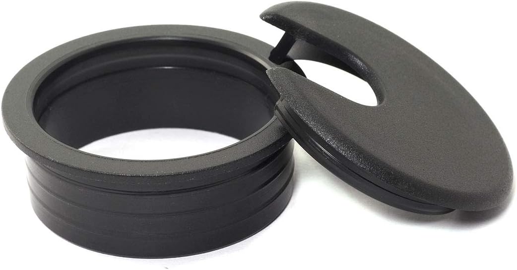 HJ Garden 2pcs 1-3/4 inch Desk Wire Cord Cable Grommets Hole Cover for Office PC Desk Cable Cord Organizer Plastic Cover Black