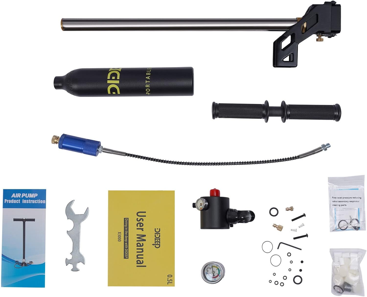 Diver Scuba Diving Tank 0.5l Oxygen Cylinder, Pro Mini Scuba Tank Diving Gear Backup Air Tank Kit, Underwater Breathing Device
