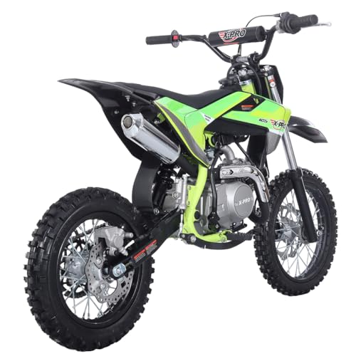 X-PRO X27 125cc Dirt Bike with 4-Speed Semi-Automatic Transmission, Kick Start, Big 14"/12" Tires! Cradle Type Steel Tube Frame! (Black)