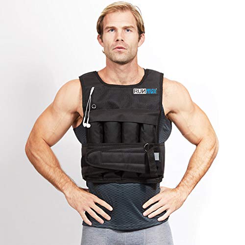 RUNmax Pro Weighted Vest 12lbs/ 20lbs/ 40lbs/ 50lbs/ 60lbs with Shoulder Pads Option