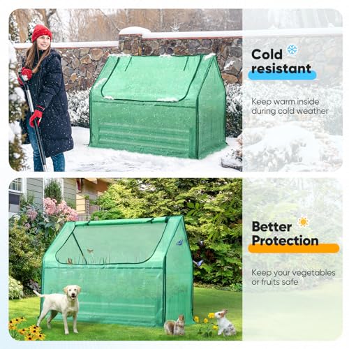 Quictent Raised Garden Bed Galvanized Raised Beds for Gardening Vegetables with Cover 8x4x1 ft Metal Planter Box Outdoor Use (Clear)